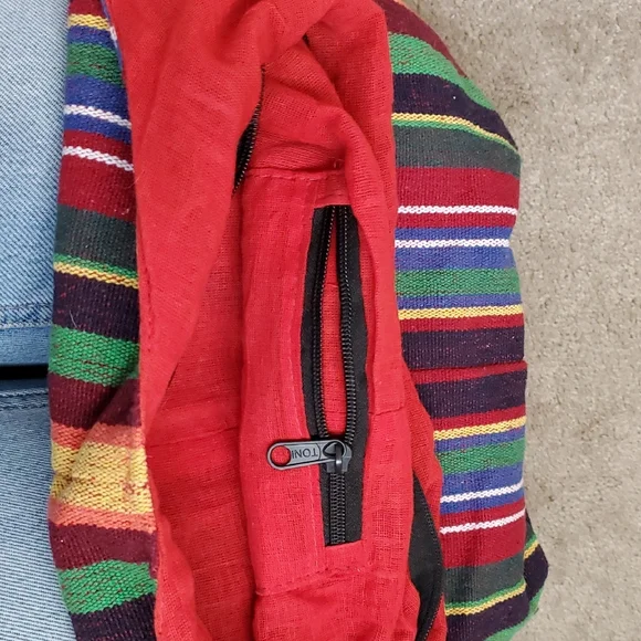 Multicolor Striped Cotton Crossbody Boho Hippie Festival Vacation Sling Bag - Picture 5 of 9